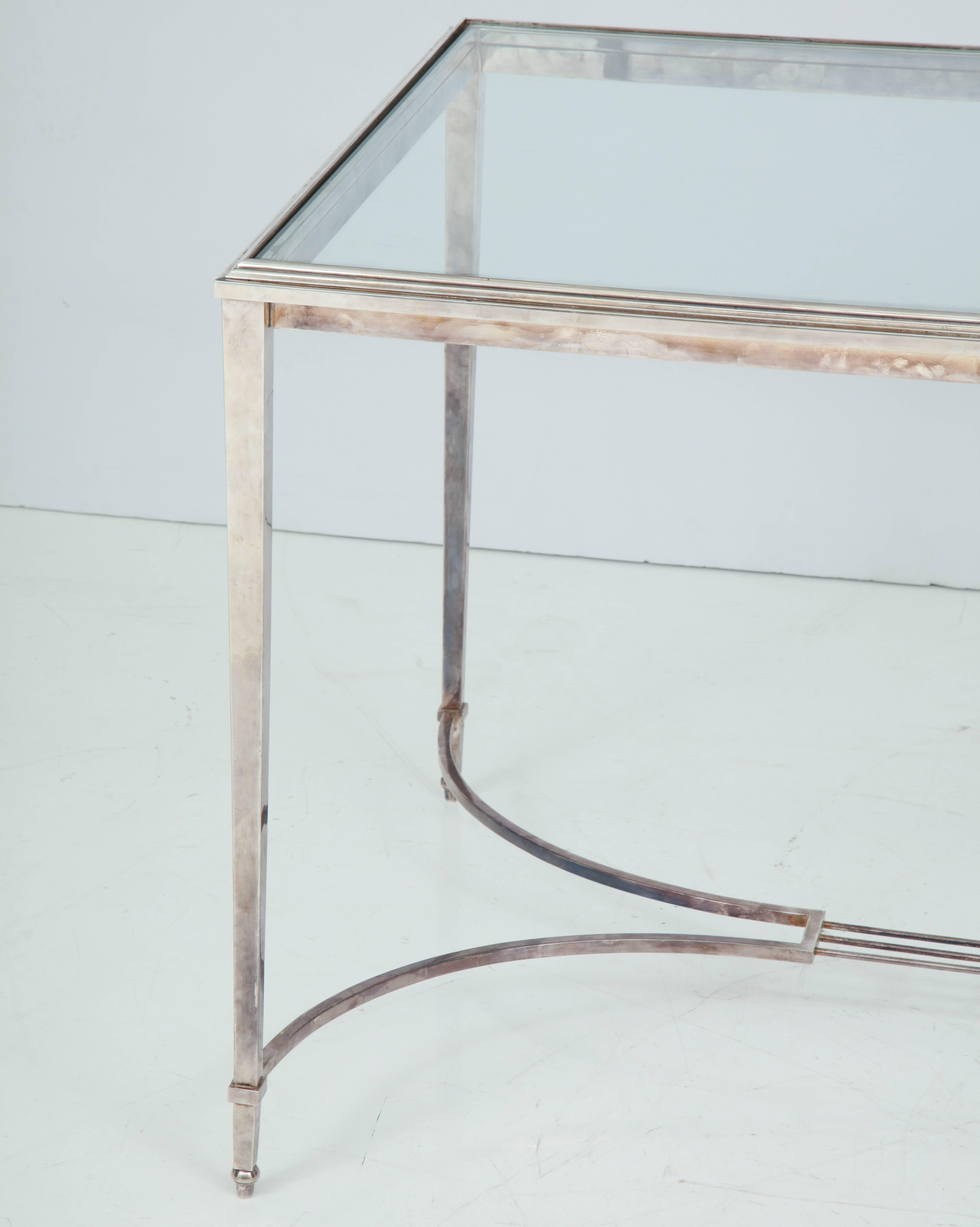 European French Silvered Bronze Table For Sale