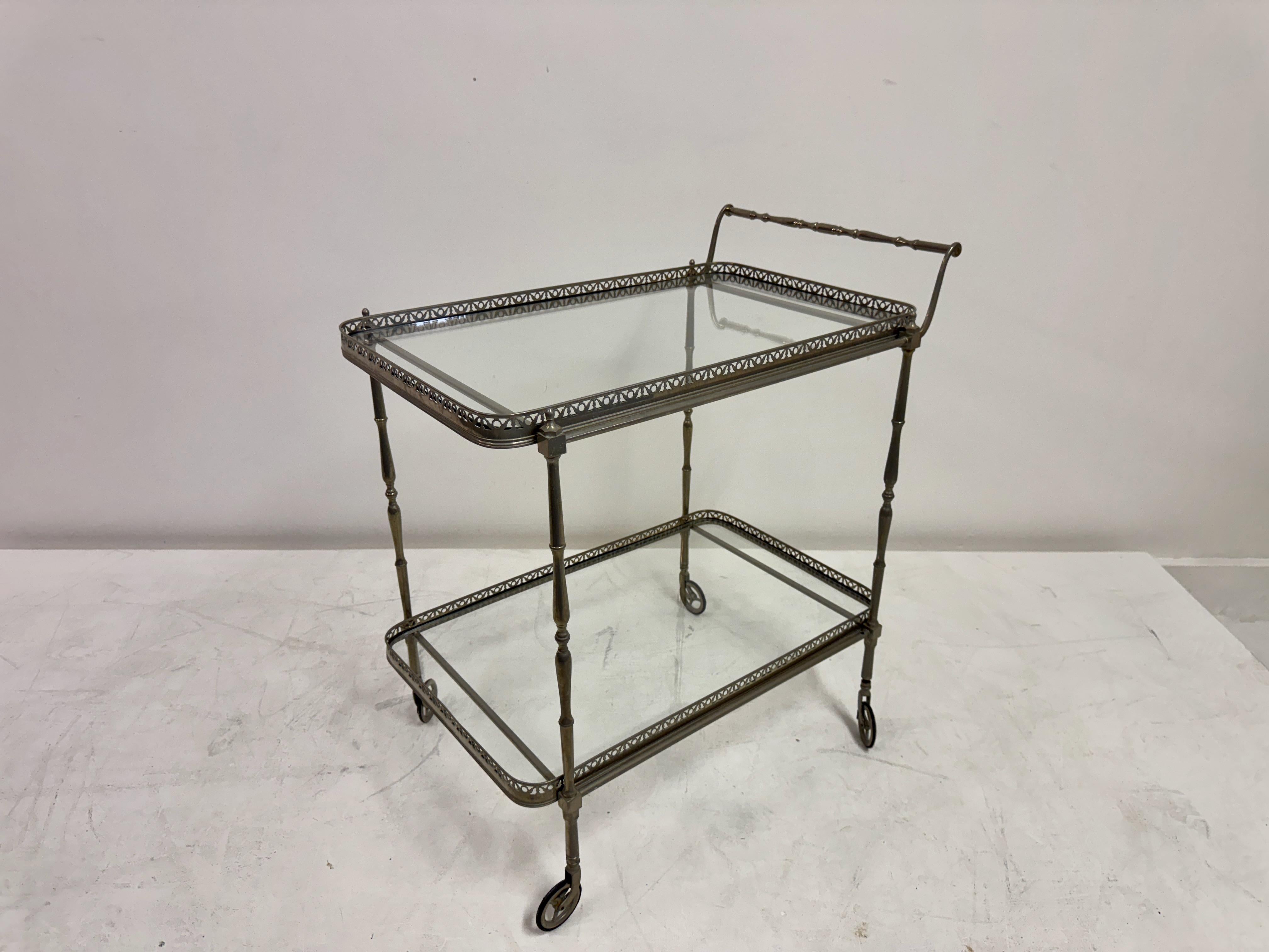 French Silvered Drinks Trolley, 1960s For Sale 4
