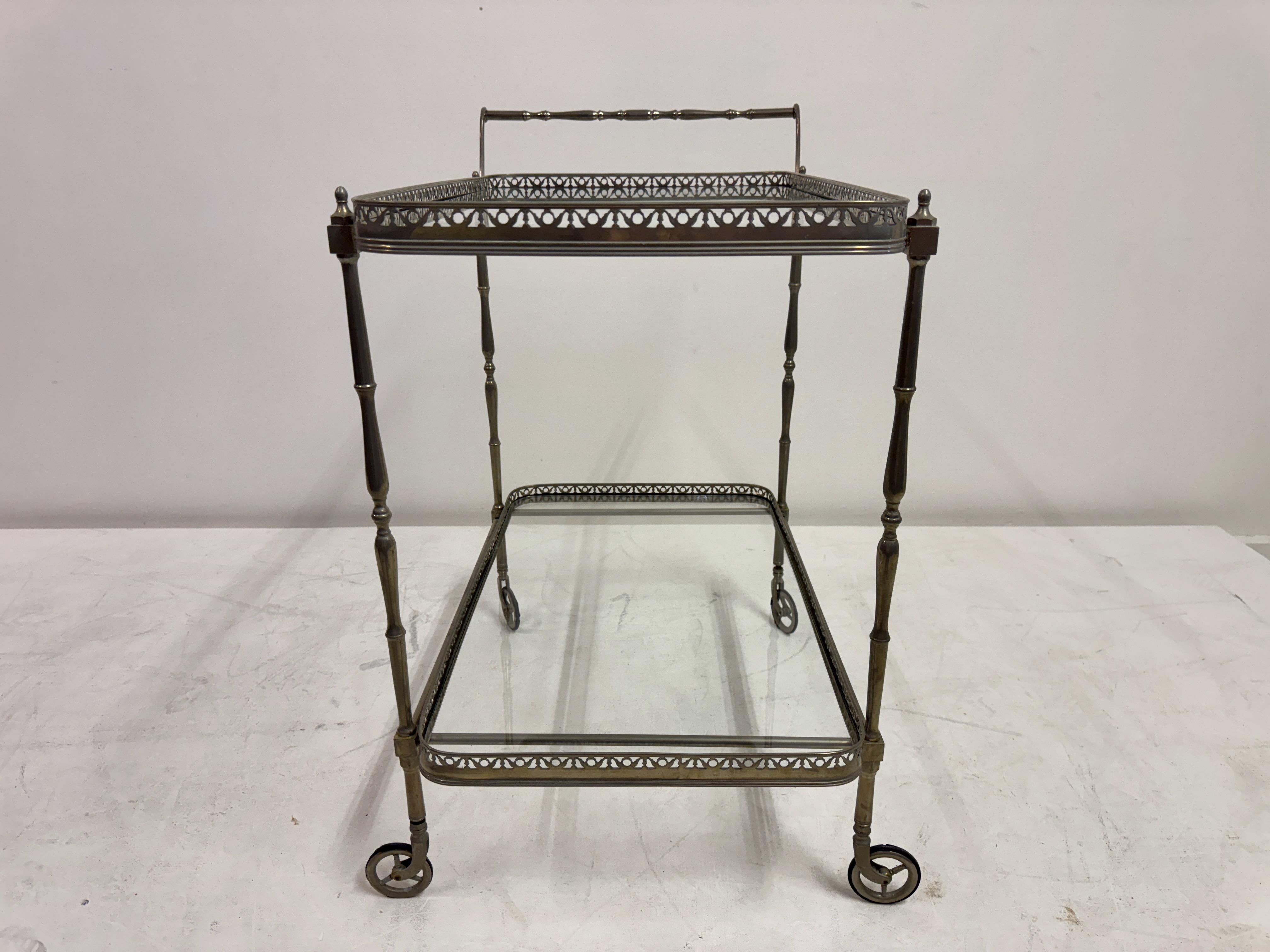 French Silvered Drinks Trolley, 1960s For Sale 6