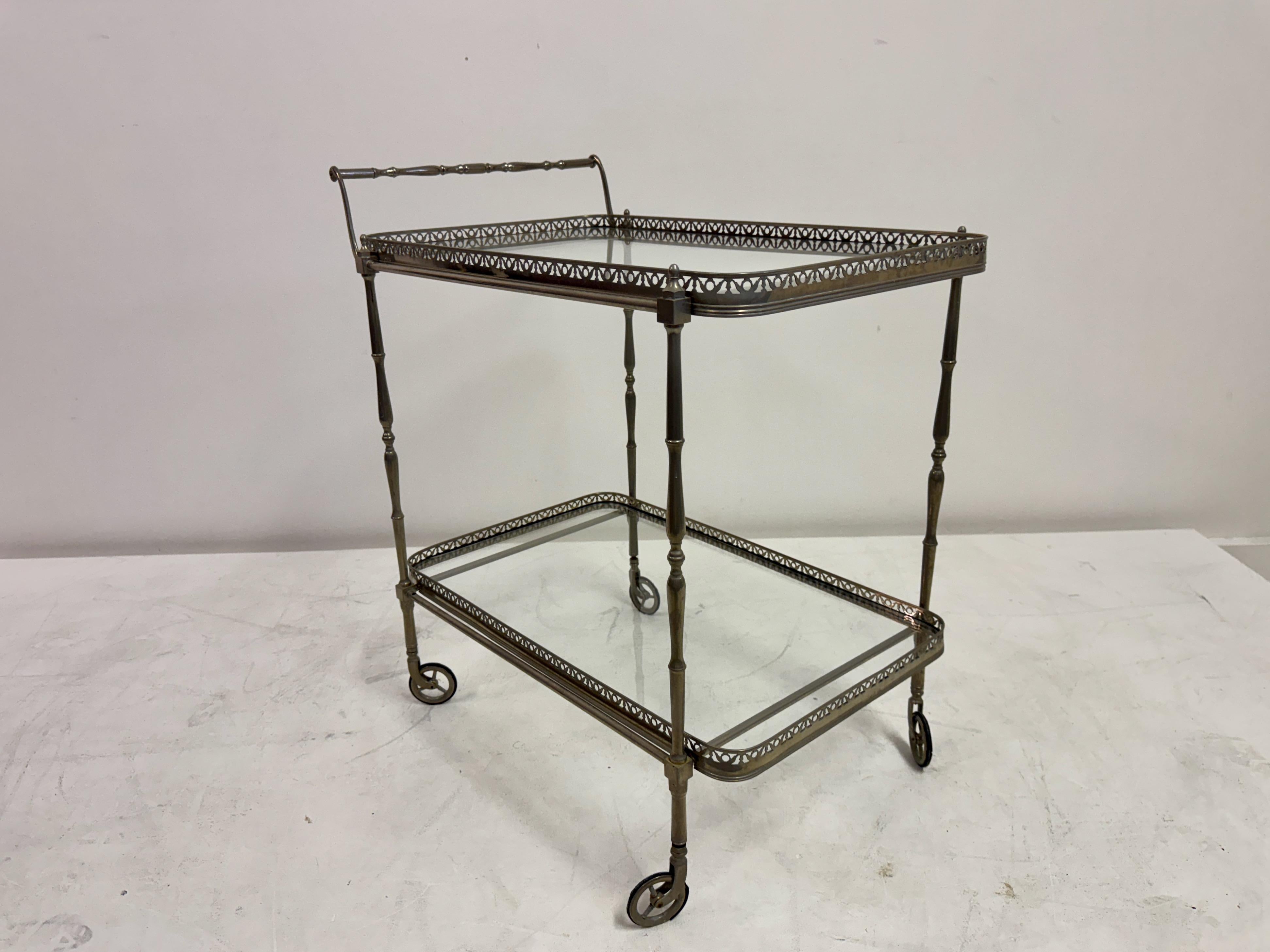 French Silvered Drinks Trolley, 1960s For Sale 8