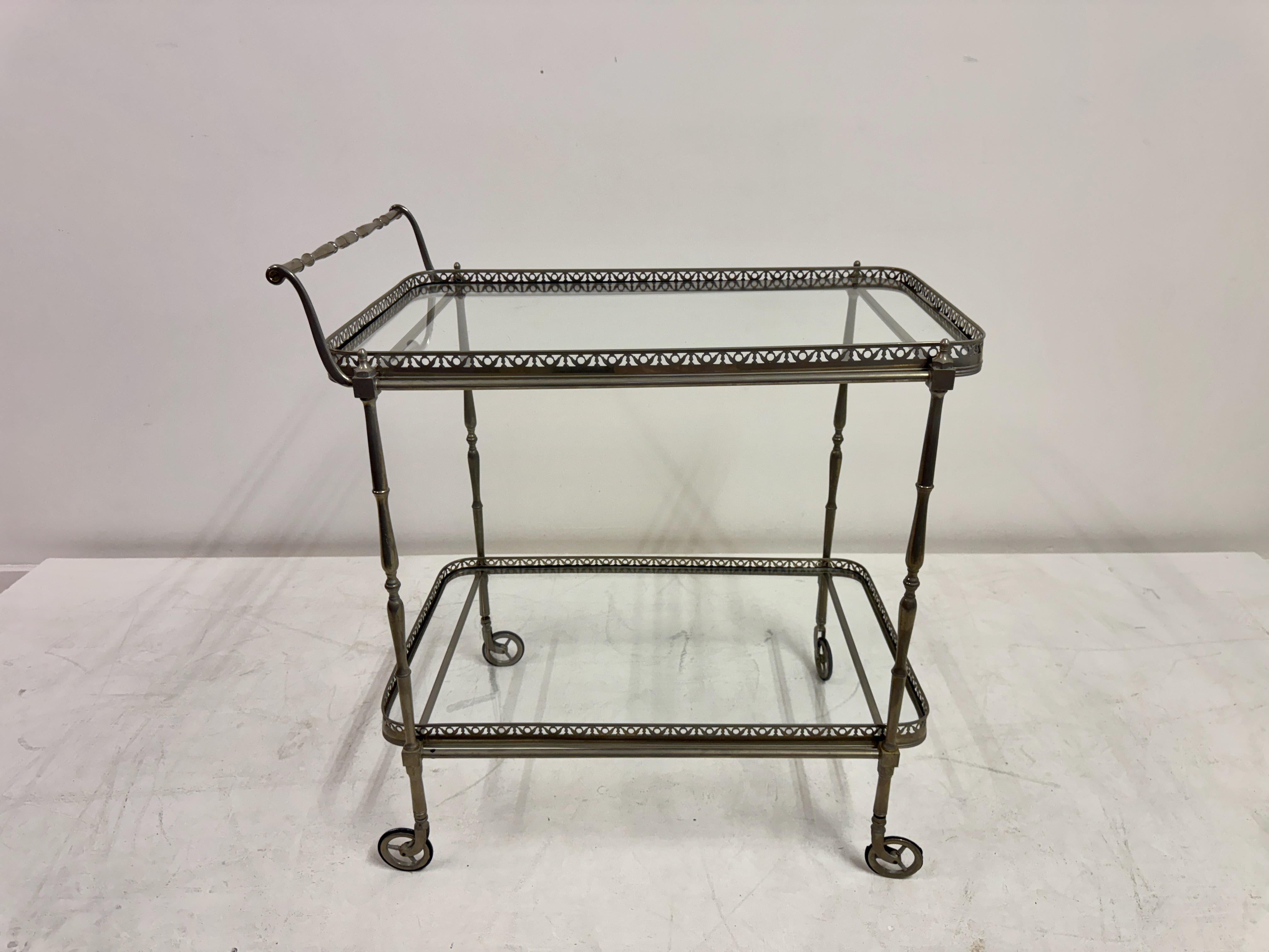 French Silvered Drinks Trolley, 1960s For Sale 9