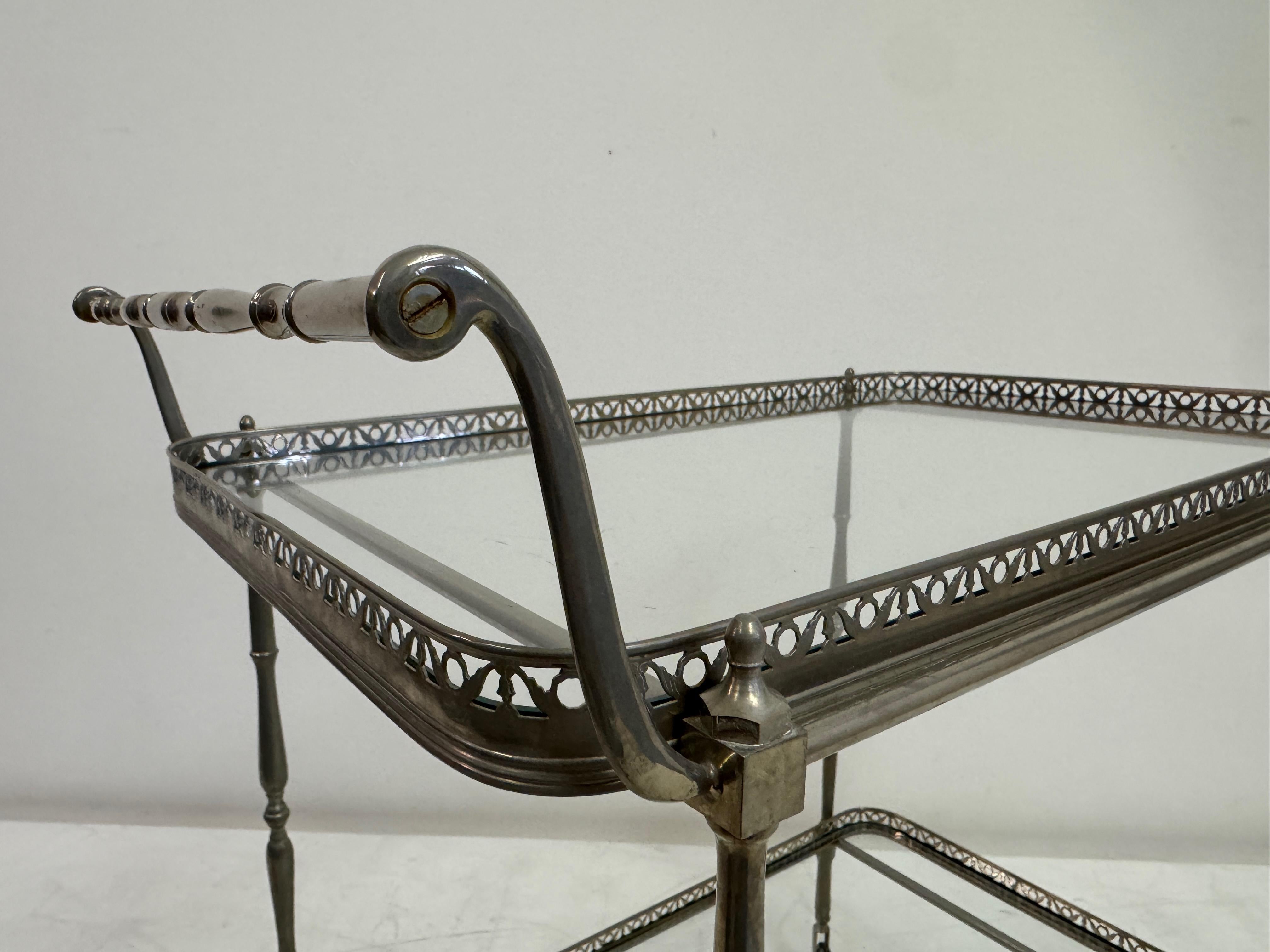 French Silvered Drinks Trolley, 1960s For Sale 10