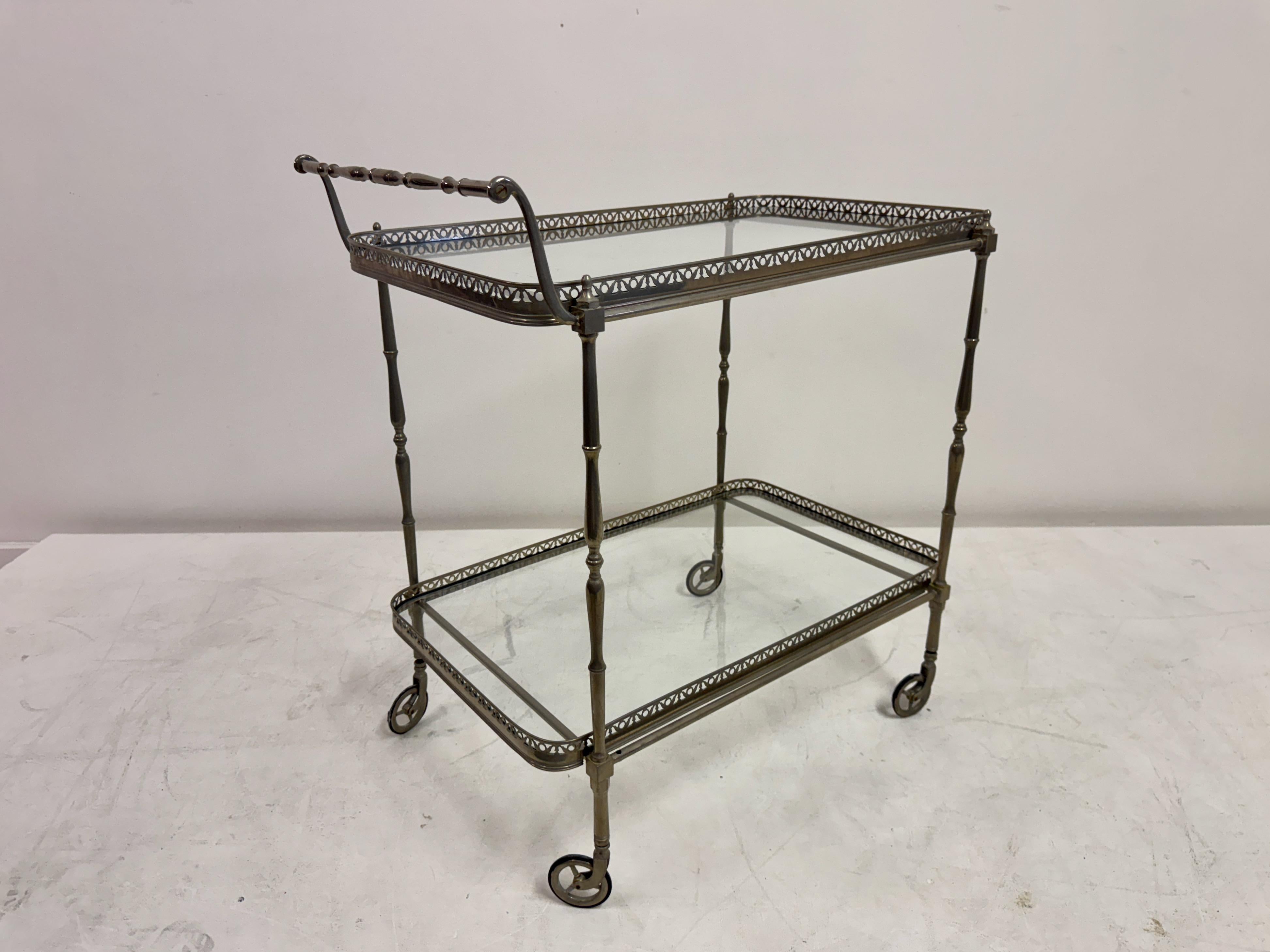 French Silvered Drinks Trolley, 1960s For Sale 11
