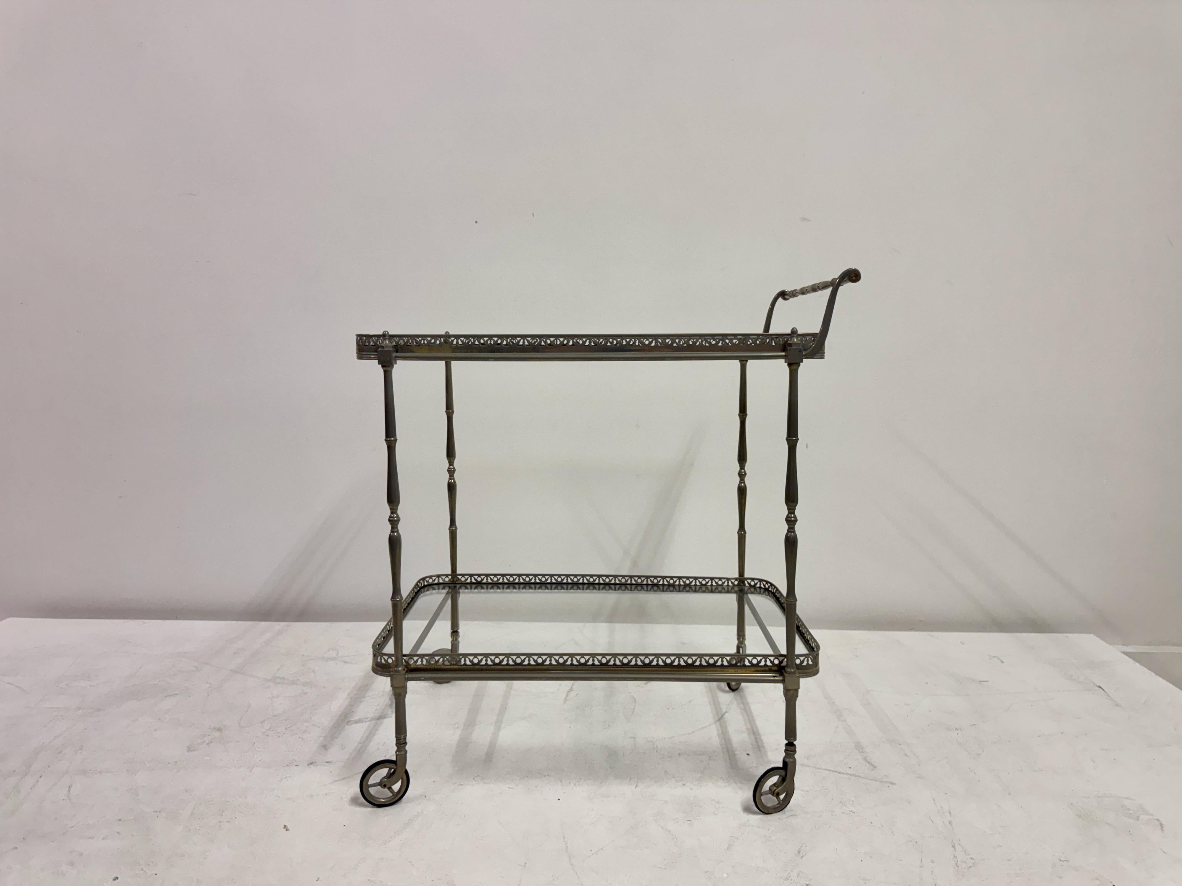 Hollywood Regency French Silvered Drinks Trolley, 1960s For Sale