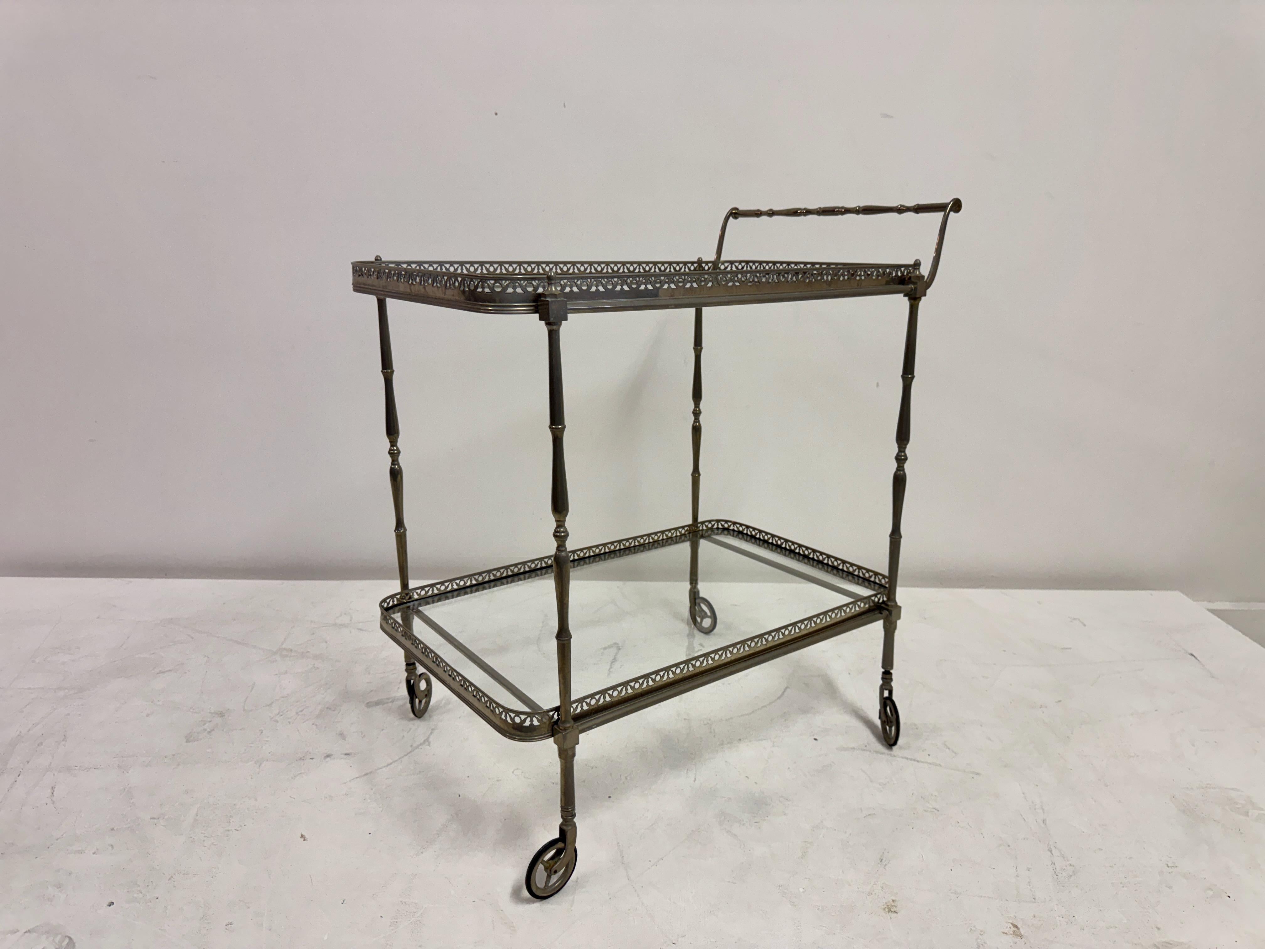French Silvered Drinks Trolley, 1960s For Sale 3