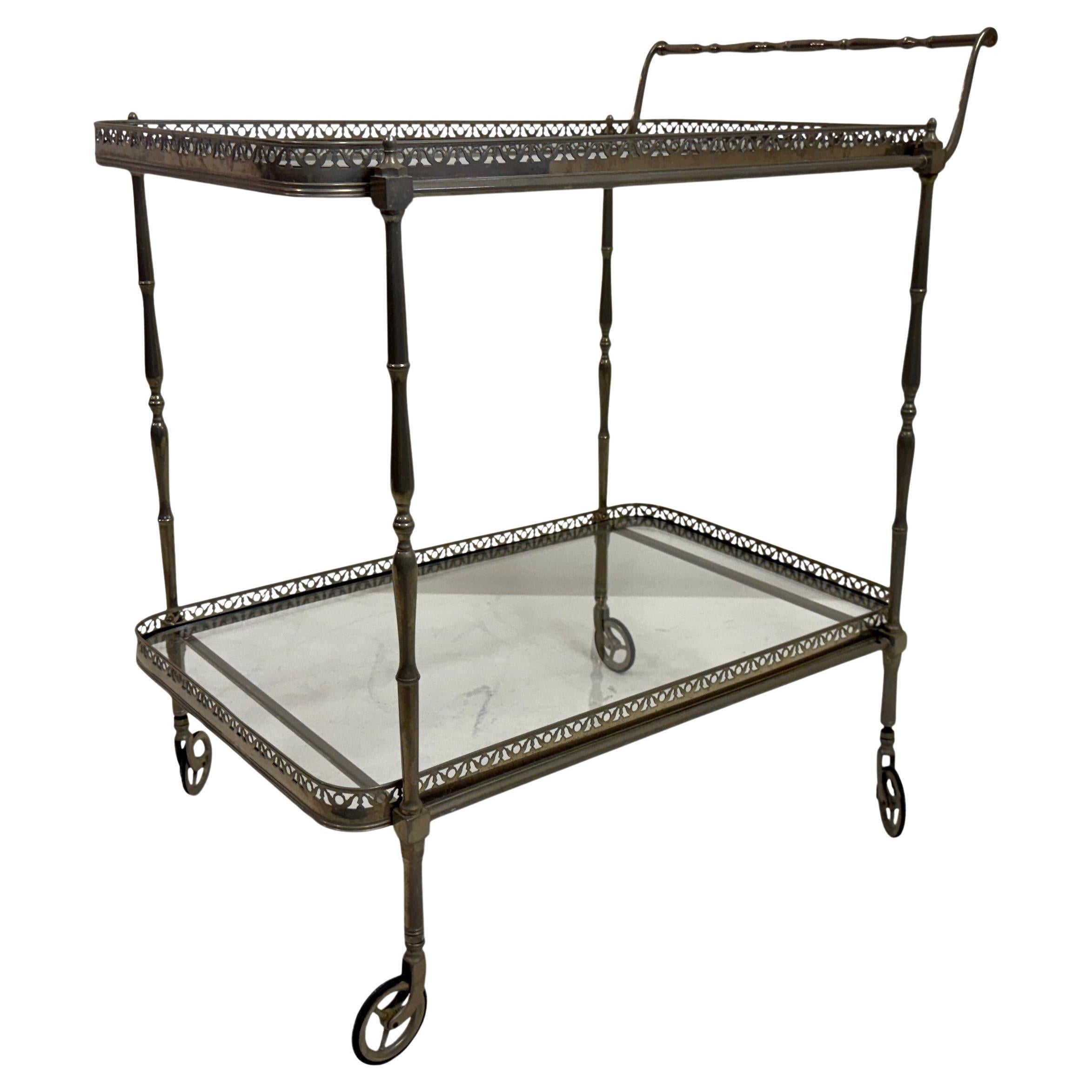 French Silvered Drinks Trolley, 1960s For Sale