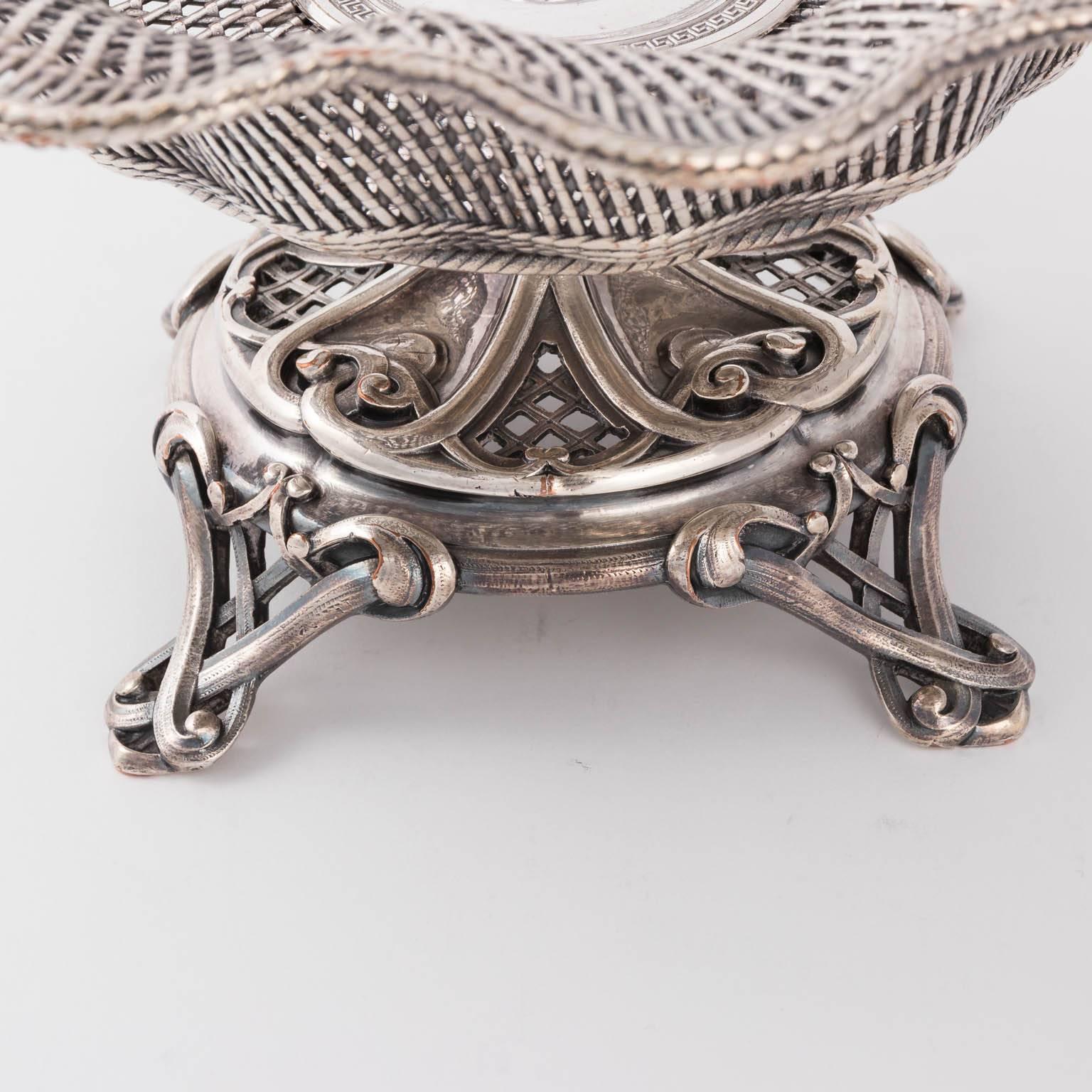 French Silvered Fruit Basket by Christofle 4