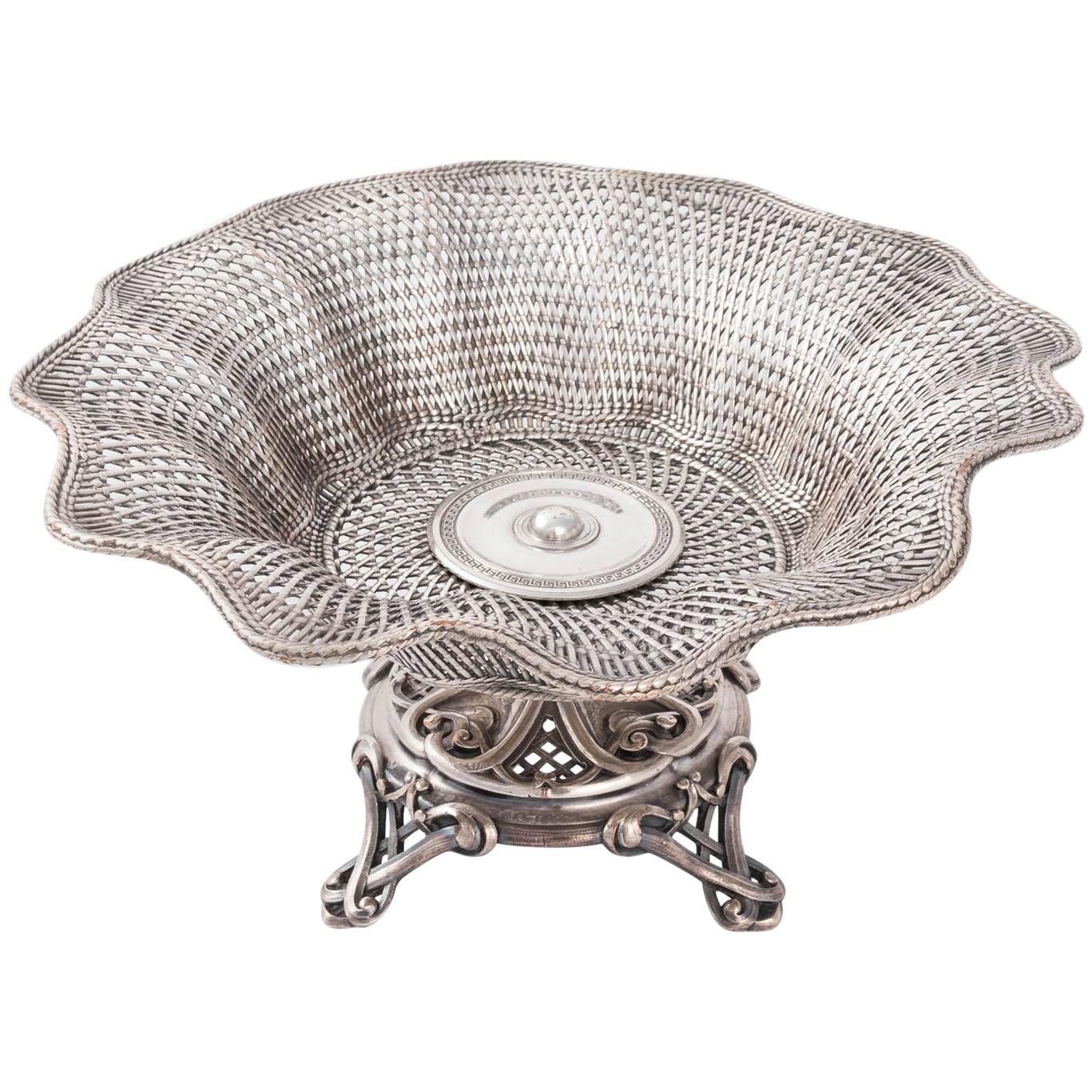 French Silvered Fruit Basket by Christofle