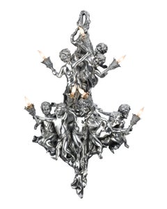 French Silverplate Bronze Sconces