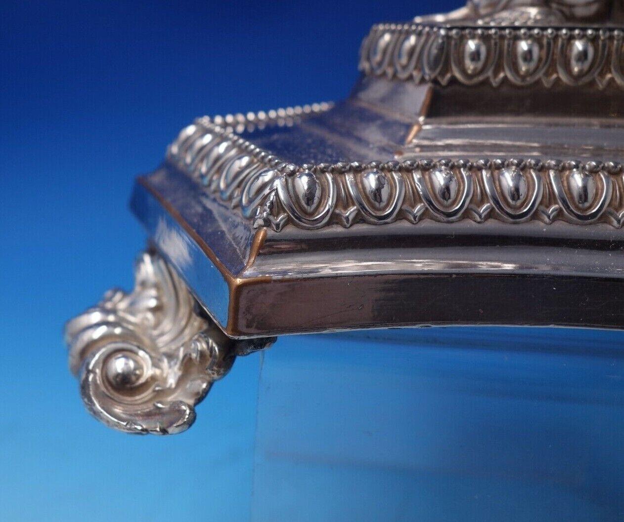 Paire de centres de table en cristal taillé en métal argenté français avec bols pour femmes Art Nouveau n° 5053 en vente 4