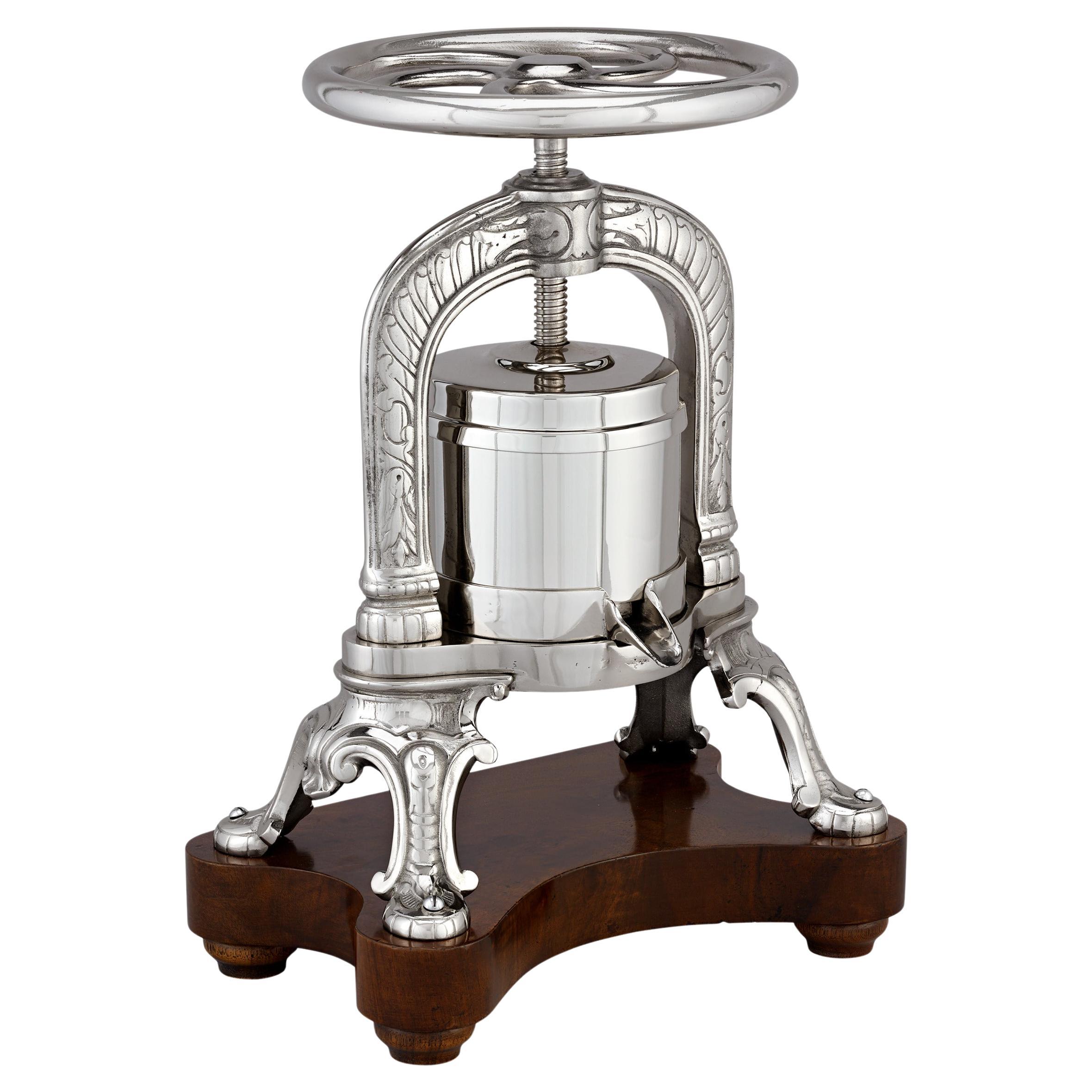 French Silverplate Duck Press For Sale