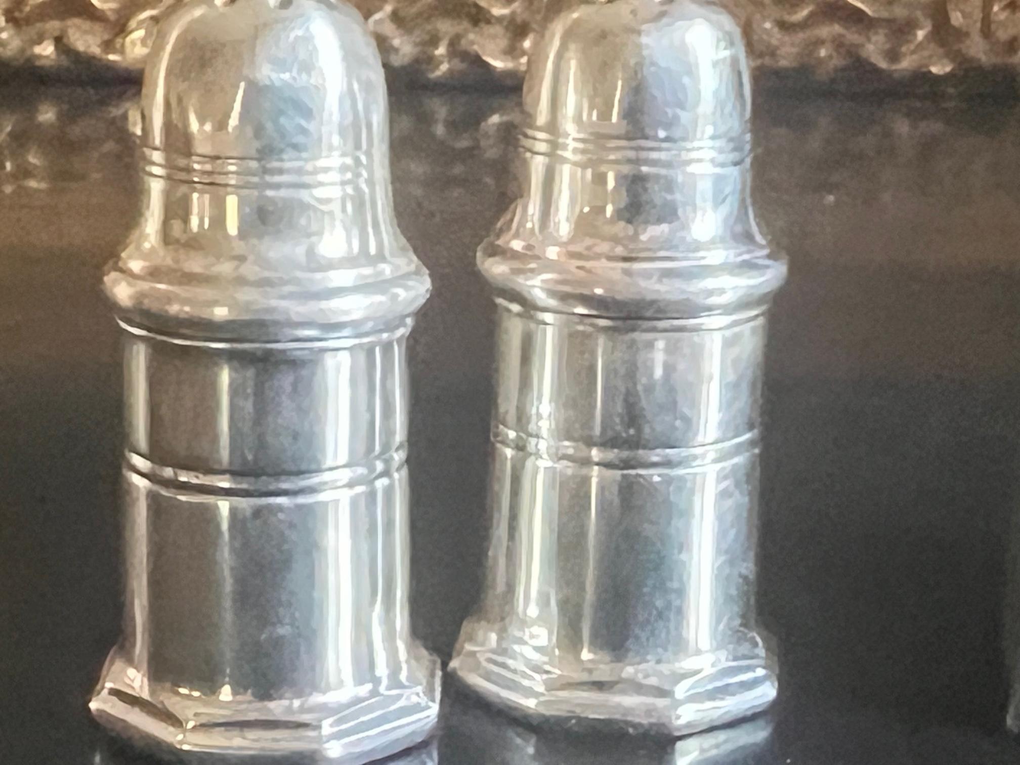 Edwardian French Silverplate Small Salt & Pepper Shakers by Christofle in Original Box