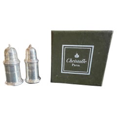French Silverplate Small Salt & Pepper Shakers by Christofle in Original Box