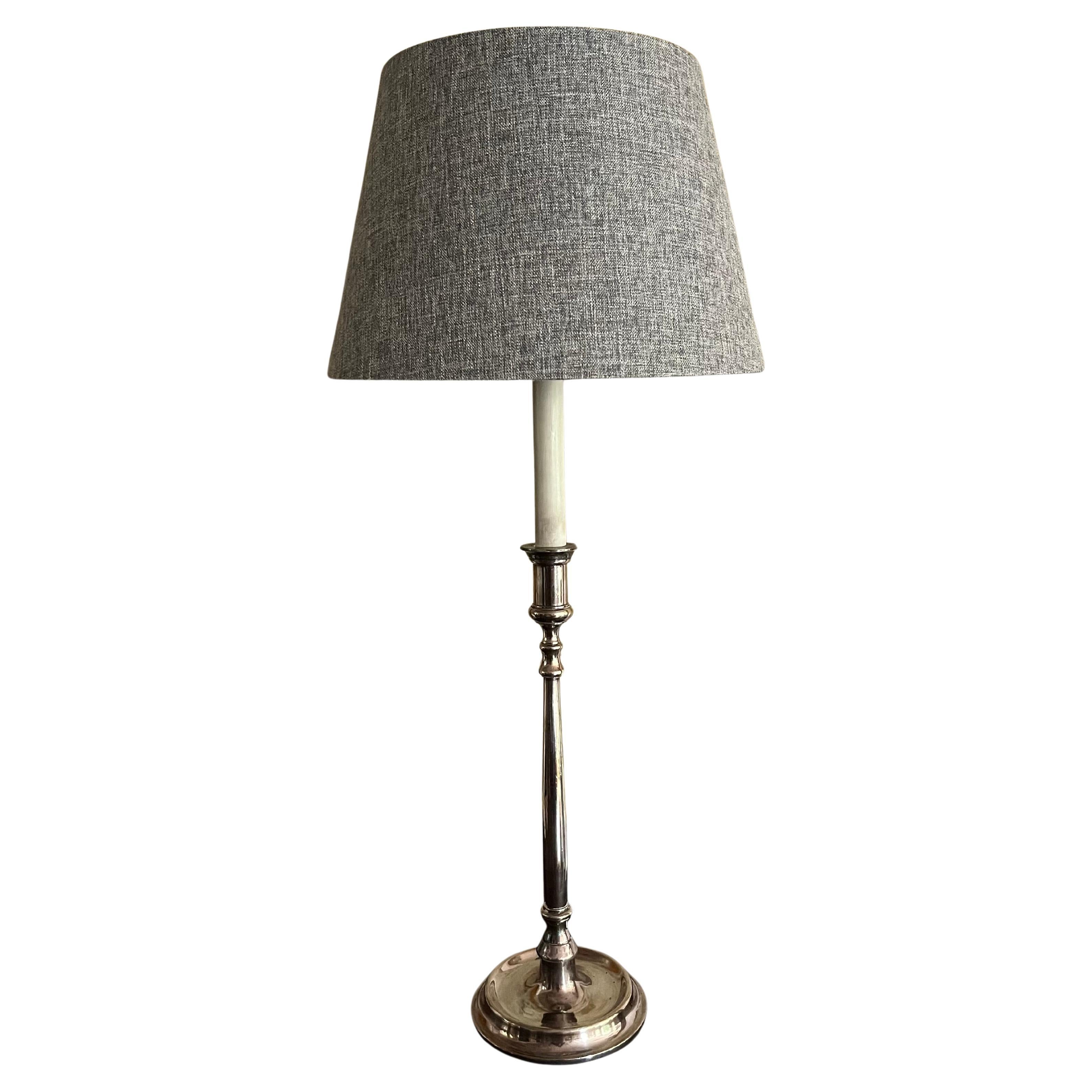 French silverplate table lamp