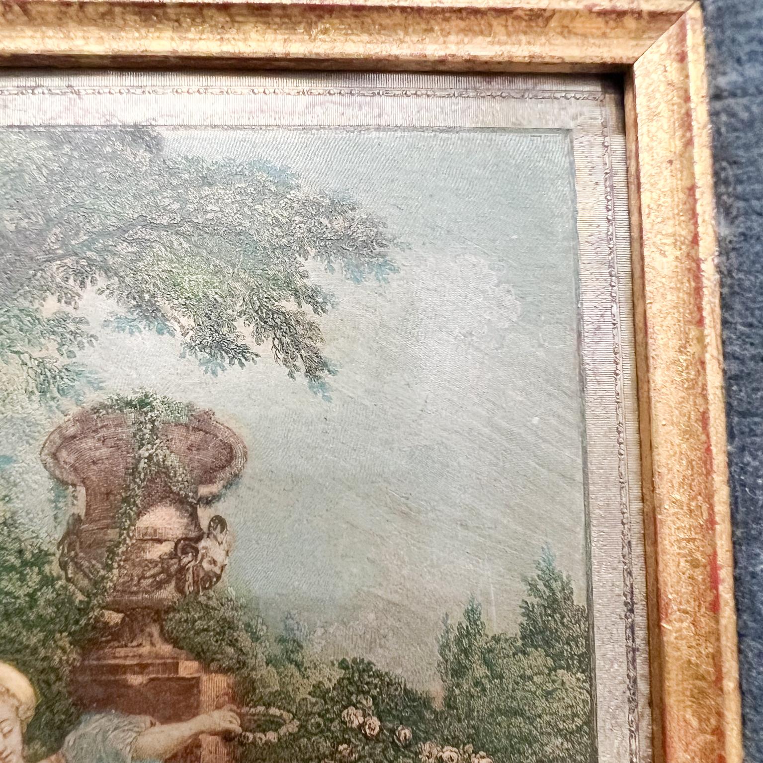 
Platería Francesa Arte Vintage: La Coquette Fixee Francia
Según Jacques Couché (francés, nacido en 1750)
según Jean-Honoré Fragonard (francés, 1732-1806)
Marco 8,75 anch. x 10,5 alt. x 1,25 prof. Arte: 3,5 x 5,25
Grabado con colores sobre una
