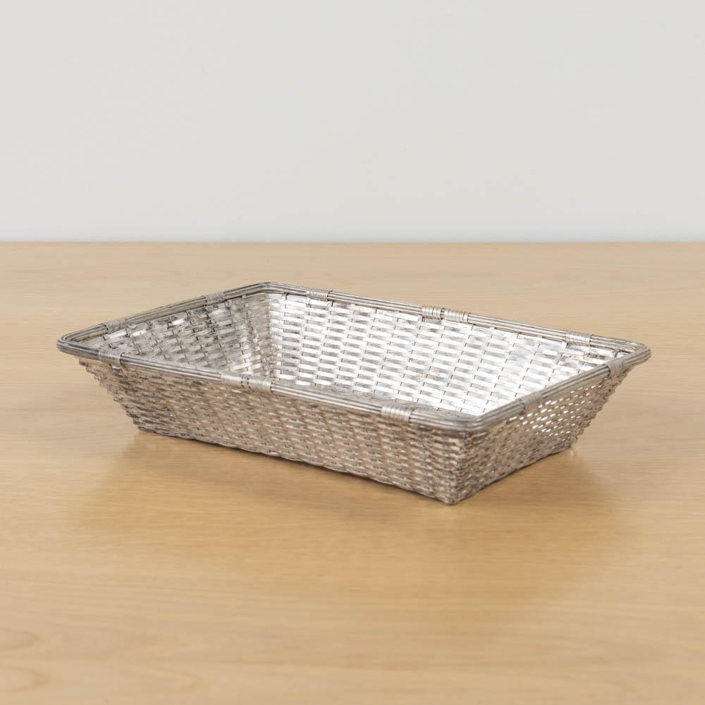 Silver Plate French Silverplate Woven Basket, Christofle Gallia For Sale