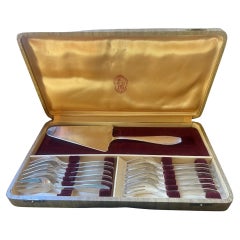 French Silverplated Art Deco Dessert Set by Apollo- Set of 13