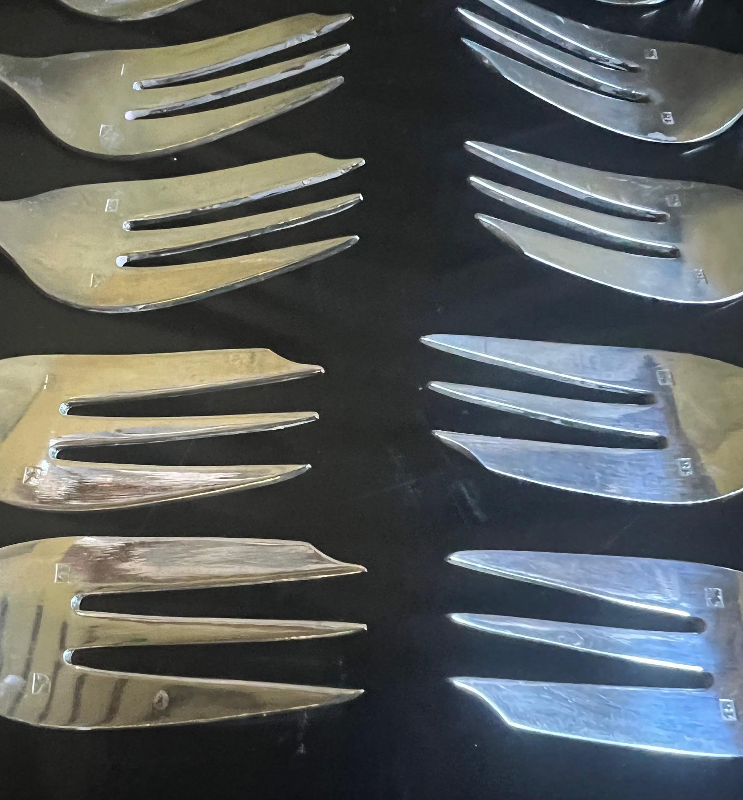 French Silverplated Art Deco Dessert Set by Apollo- Set of 13 For Sale 2