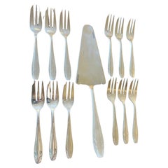 French Silverplated Art Deco Dessert Set by Apollo- Set of 13