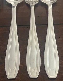 French Silverplated Art Deco Spoon and Fork Set of 24