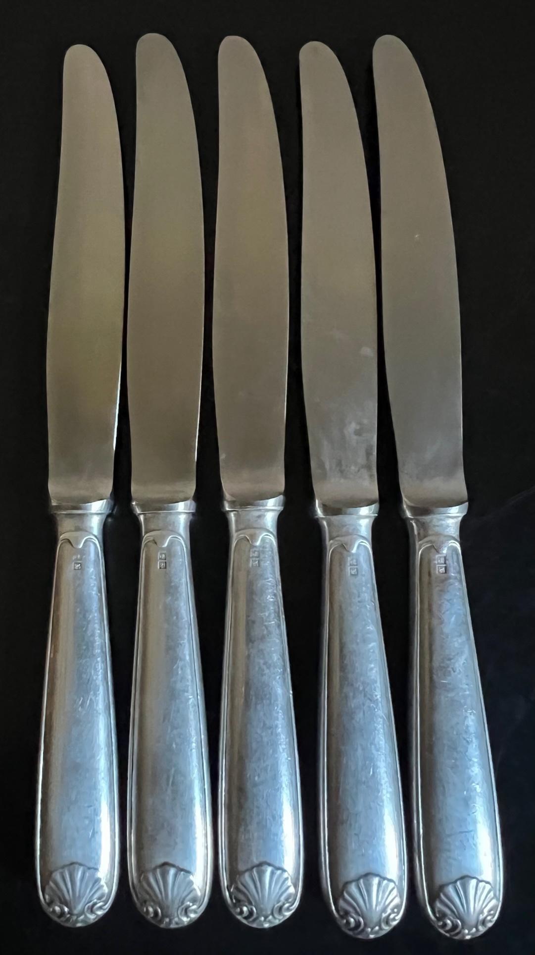Französische versilberte Messer von Christofle – 5er-Set im Angebot 1
