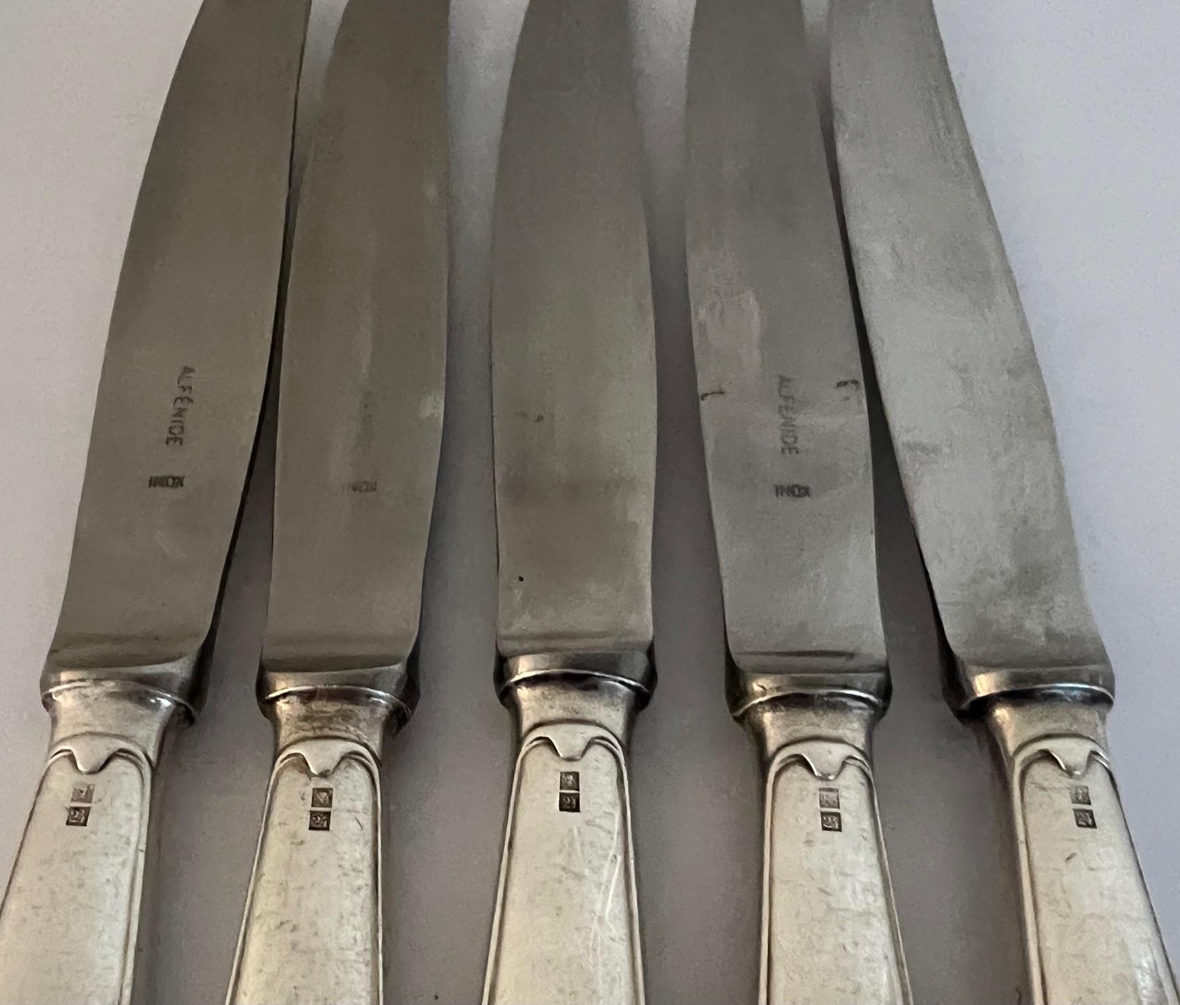 French Provincial French Silverplated Knives by Christofle -Set of 5 For Sale