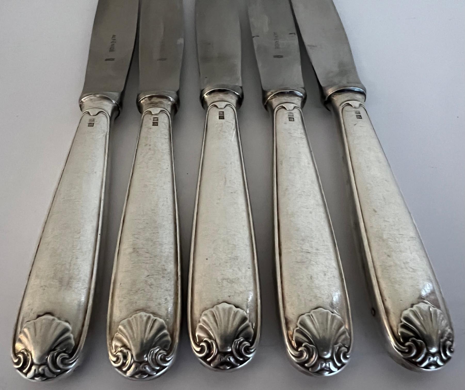 European French Silverplated Knives by Christofle -Set of 5