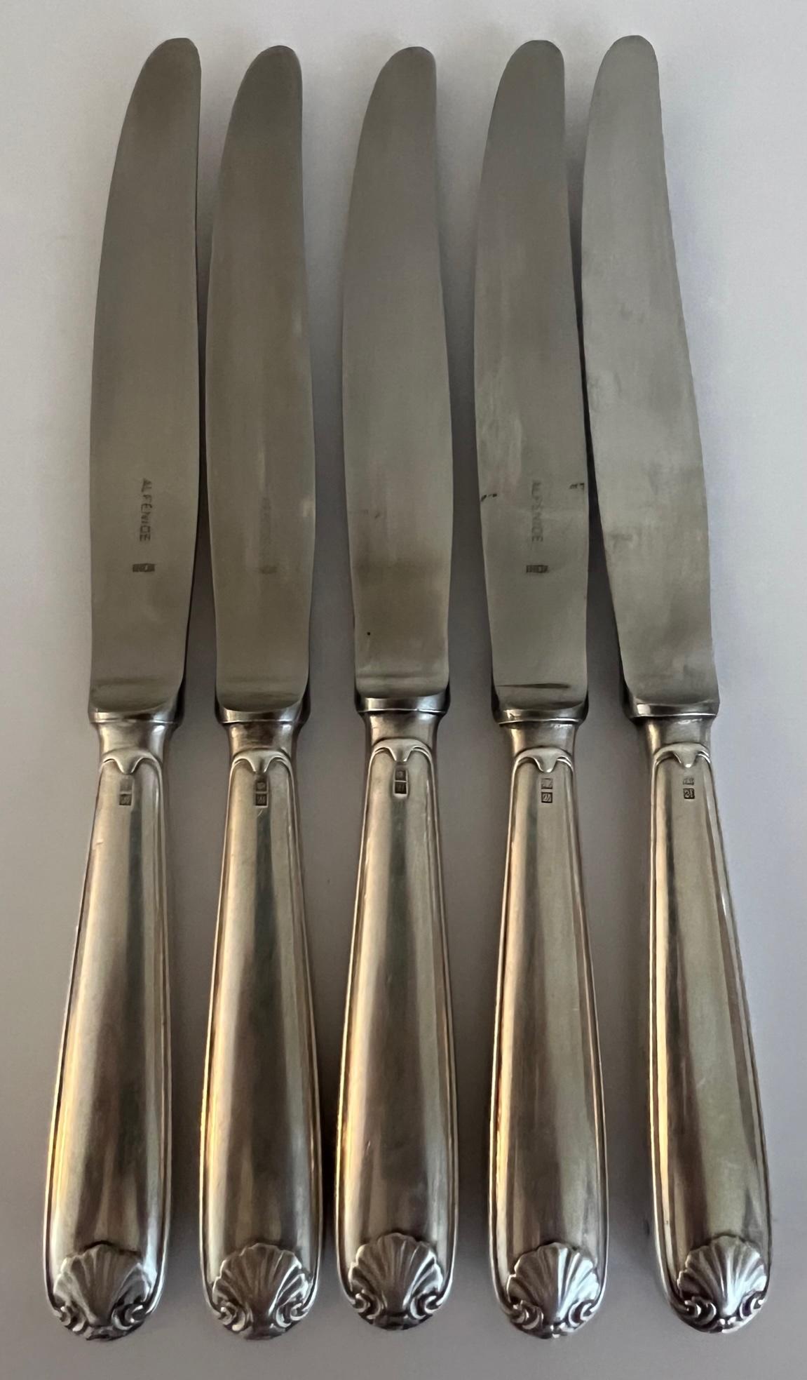 Plated French Silverplated Knives by Christofle -Set of 5
