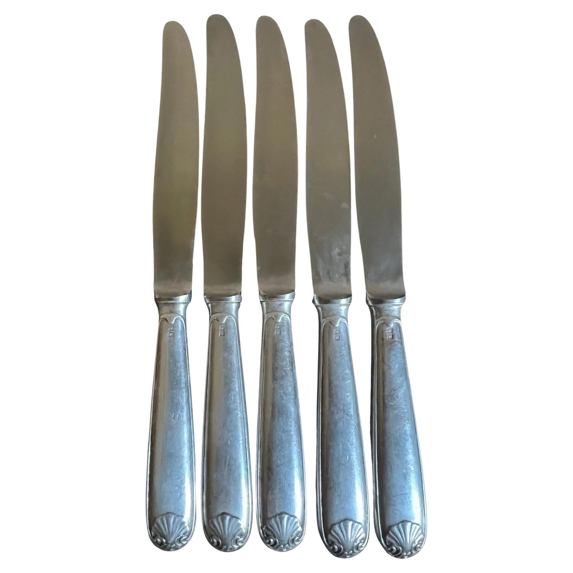 Couteaux français plaqués argent par Christofle -Set of 5 en vente