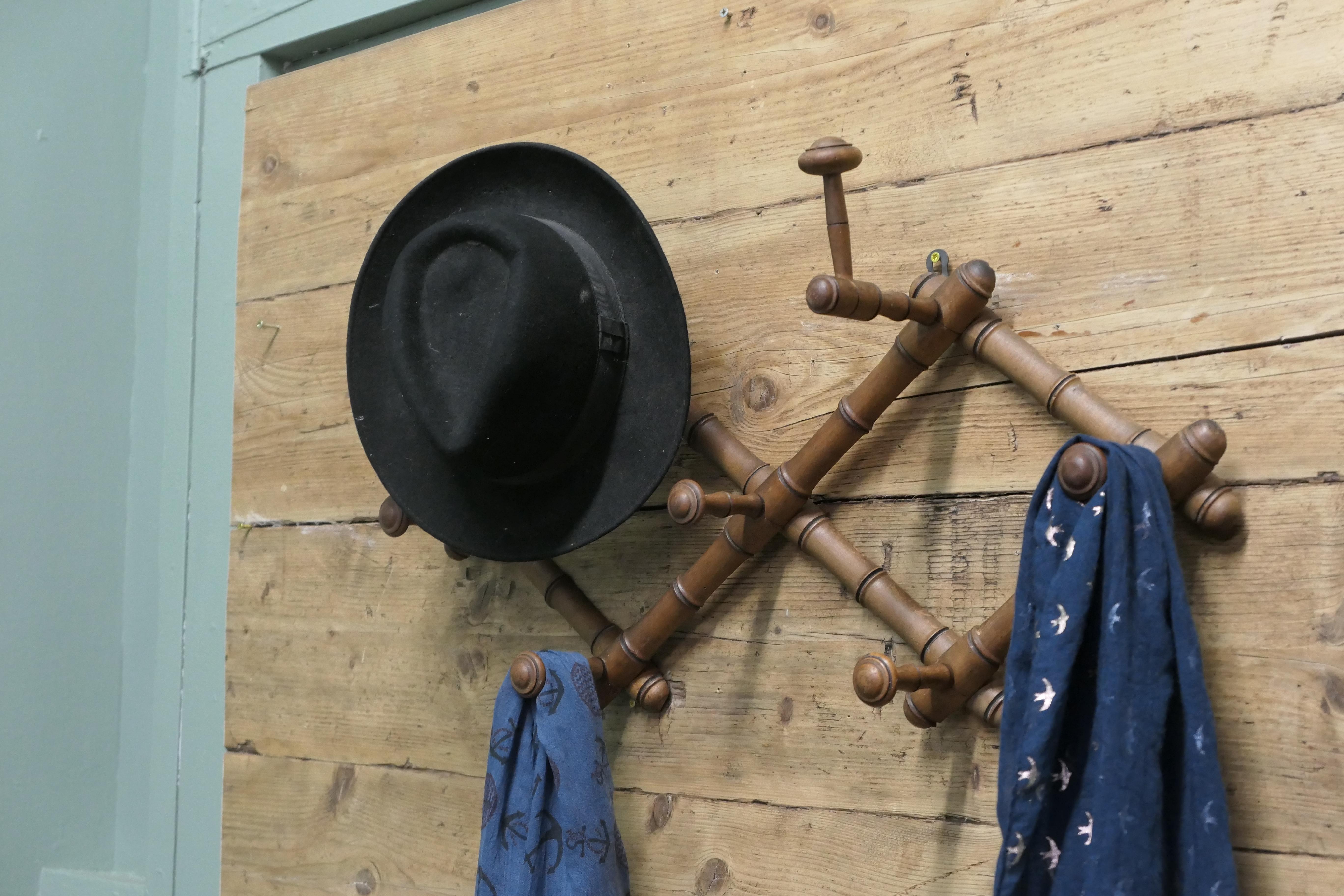 XIX secolo Appendiabiti e cappelli da parete in bambù simulato francese  Un appendiabiti molto attraente in vendita