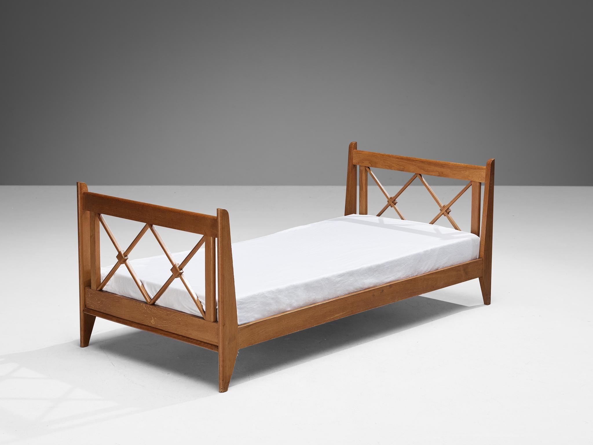 French Single Bed in Solid Oak For Sale 1
