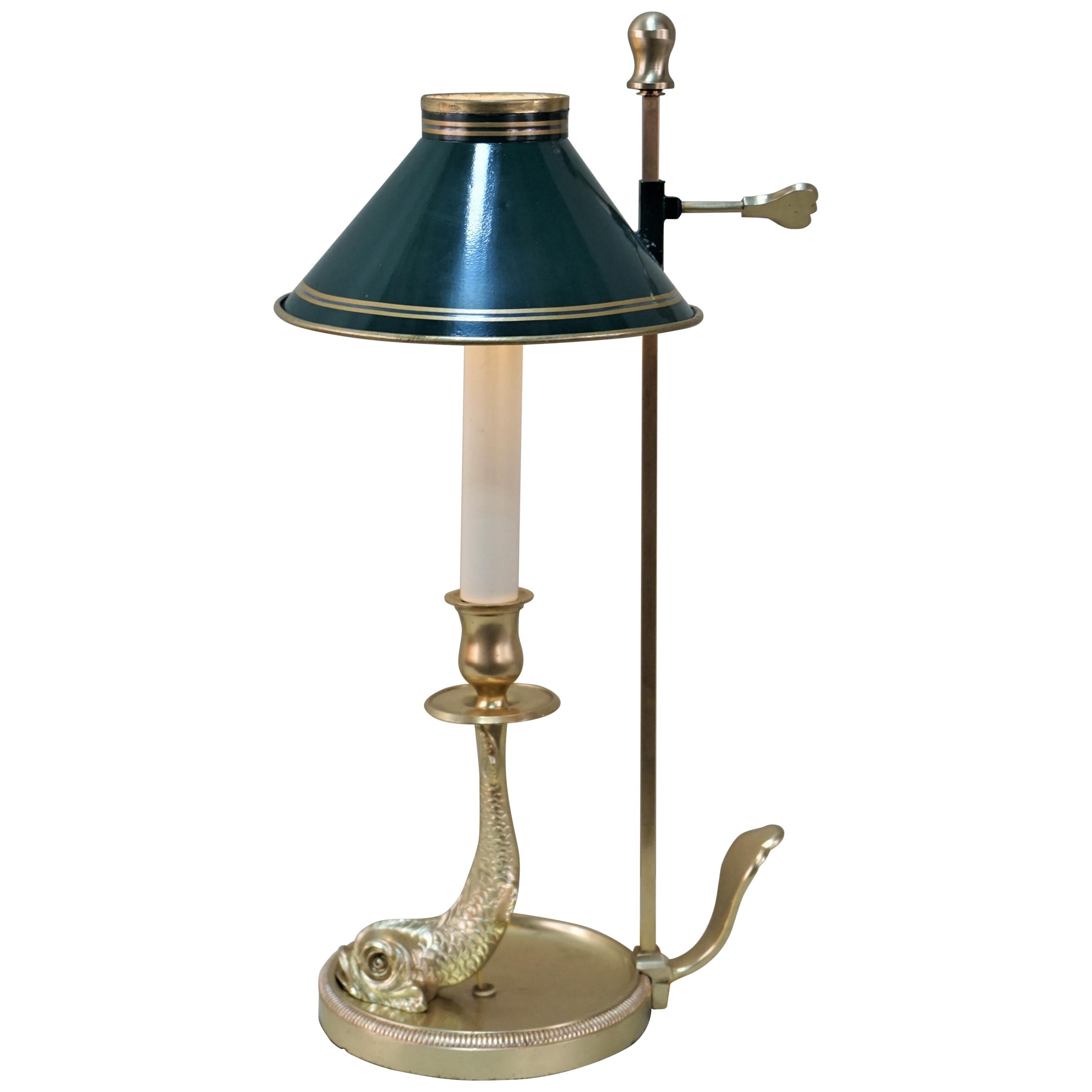 French Single Light Bouillotte Desk or Table Lamp