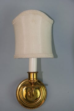 French Brass Wall Sconce with Custom Half Shade, Vintage Design, 1960