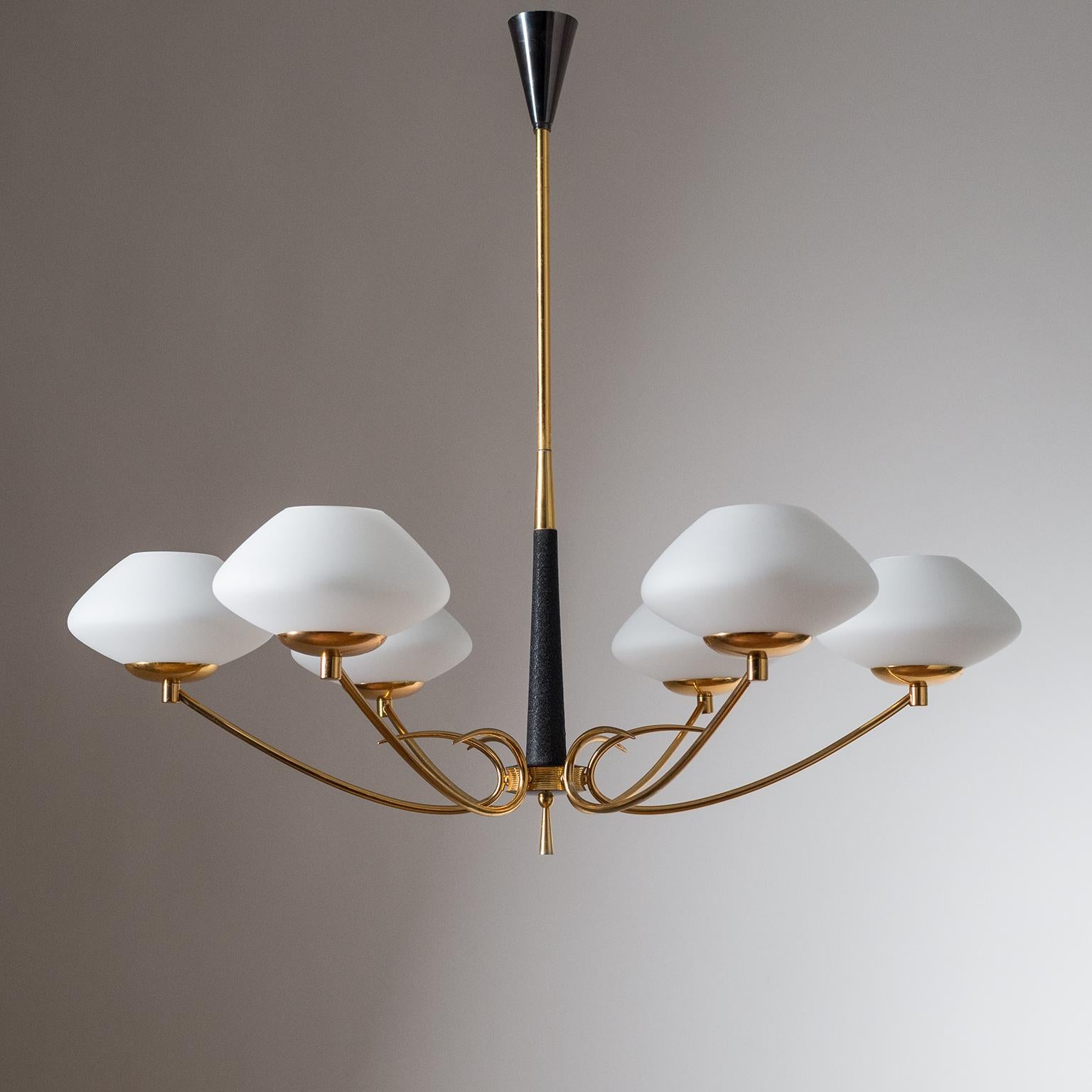 French Six-Arm Chandelier, 1950s 4