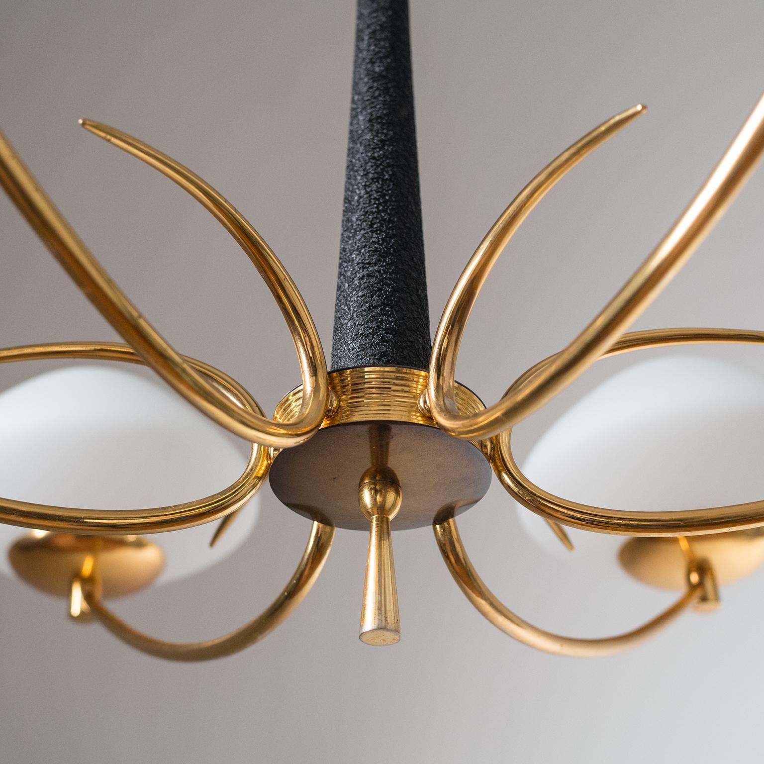 French Six-Arm Chandelier, 1950s 5