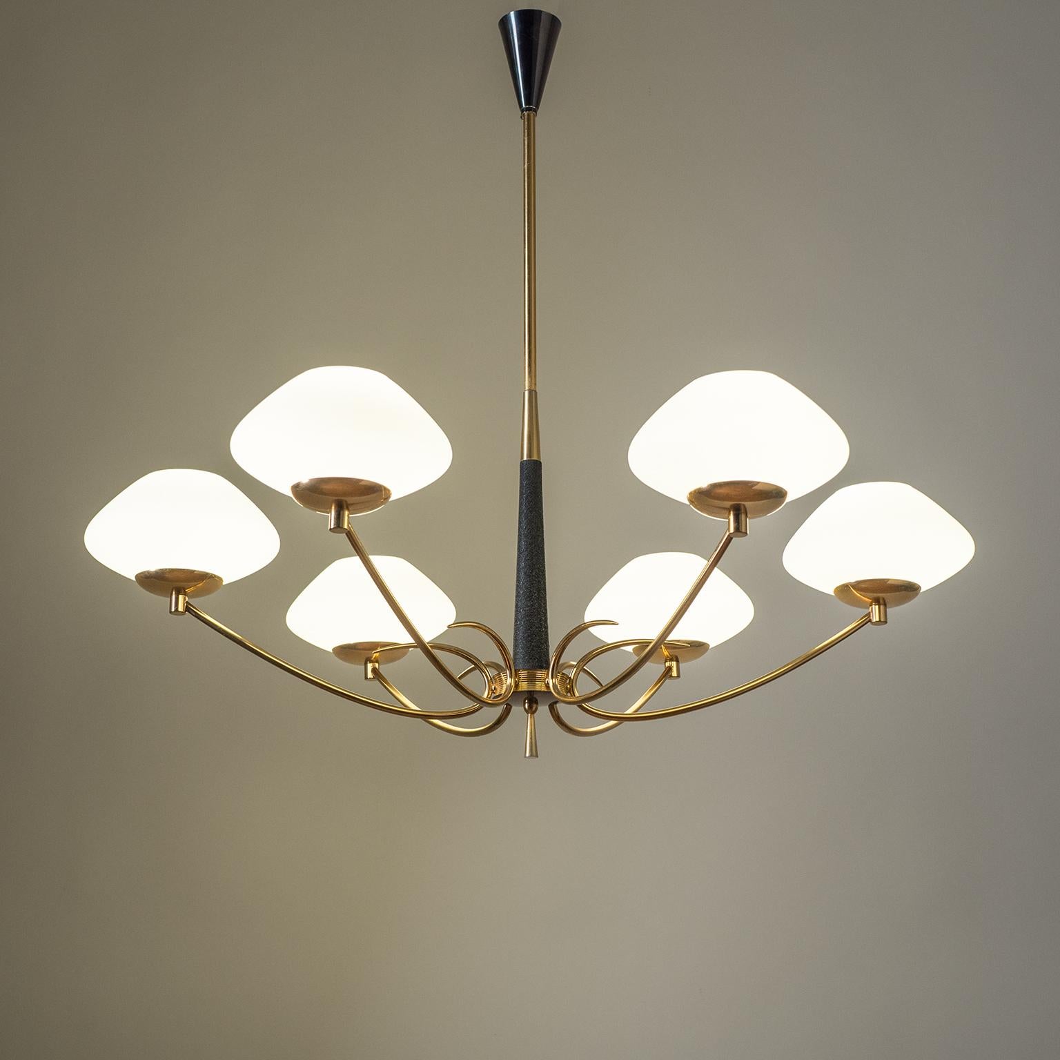 French Six-Arm Chandelier, 1950s 6