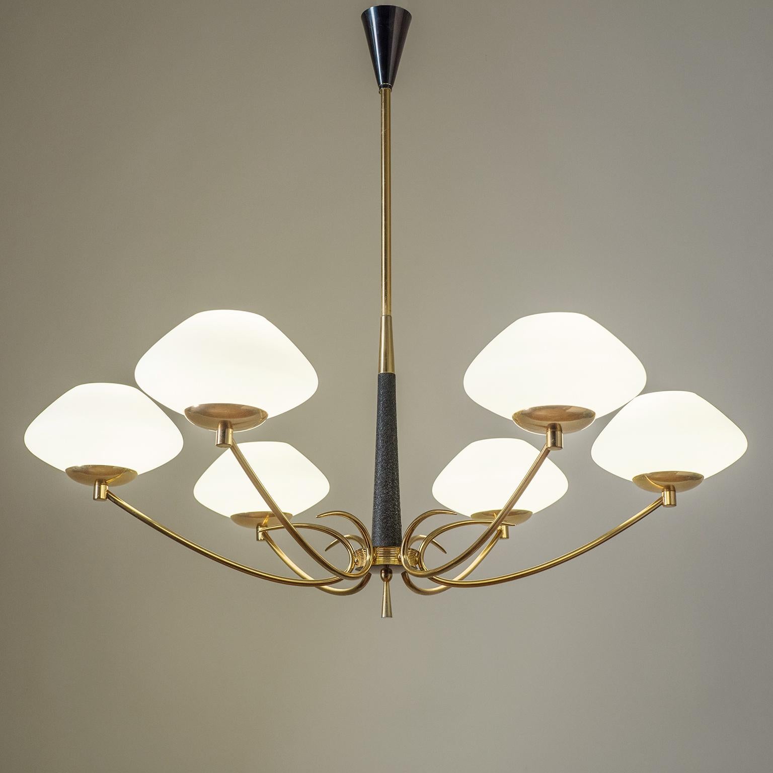 Mid-Century Modern French Six-Arm Chandelier, 1950s