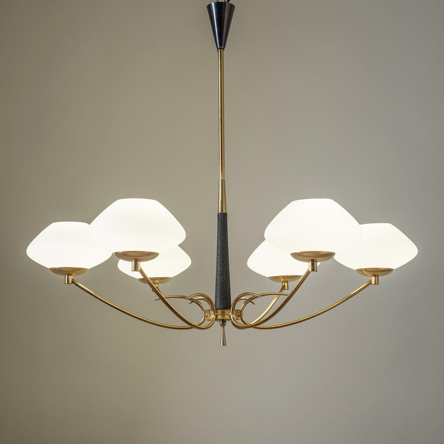 French Six-Arm Chandelier, 1950s 1