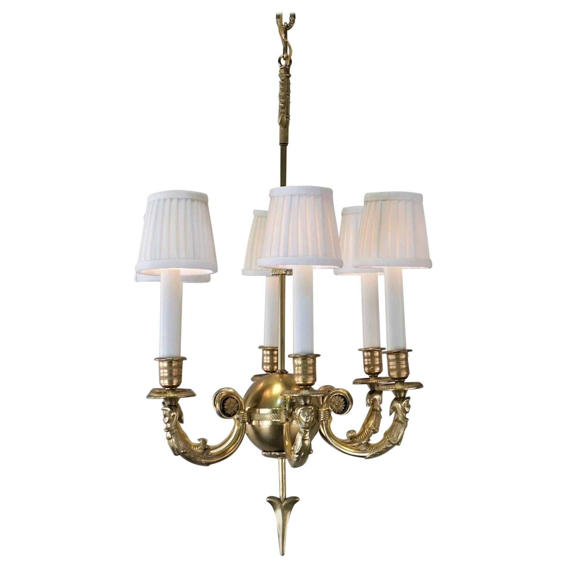 Unusual Victorian Gilt Bronze Six Arm Chandelier c.1880 at 1stDibs
