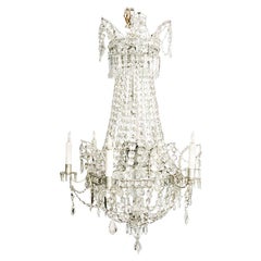 French Six-Light Empire Style Crystal Chandelier