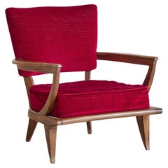French ‘SK40’ Lounge Chair in Red Upholstery by Etienne-Henri Martin for Steiner