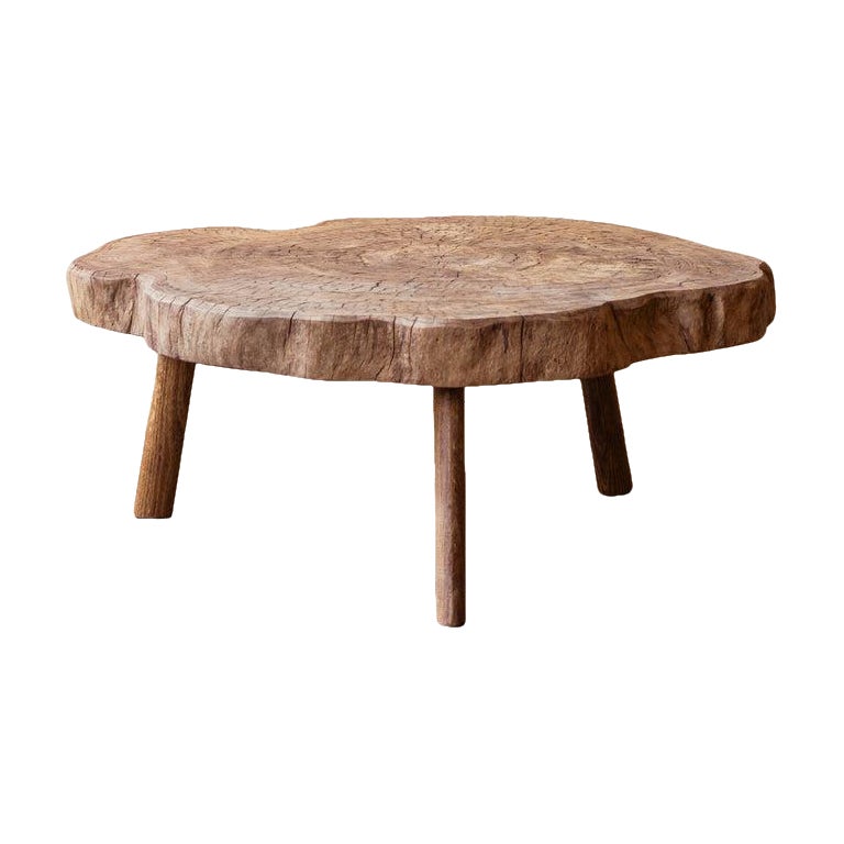 French Slab Wooden Coffee Table, Early 20th Century For Sale