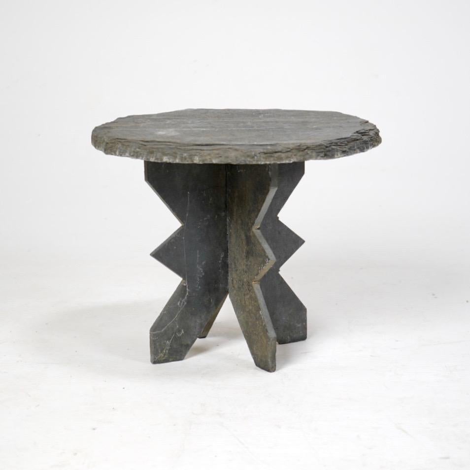 20th Century French Slate Low Side Lamp Table