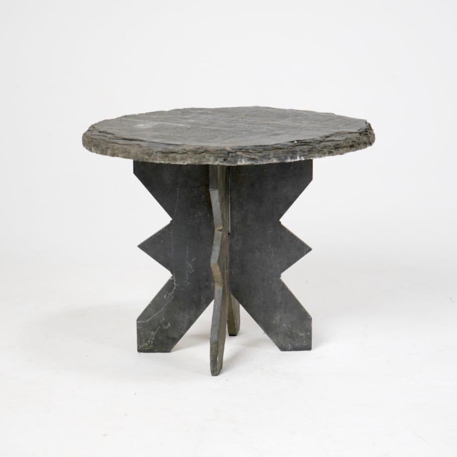 French Slate Low Side Lamp Table 1