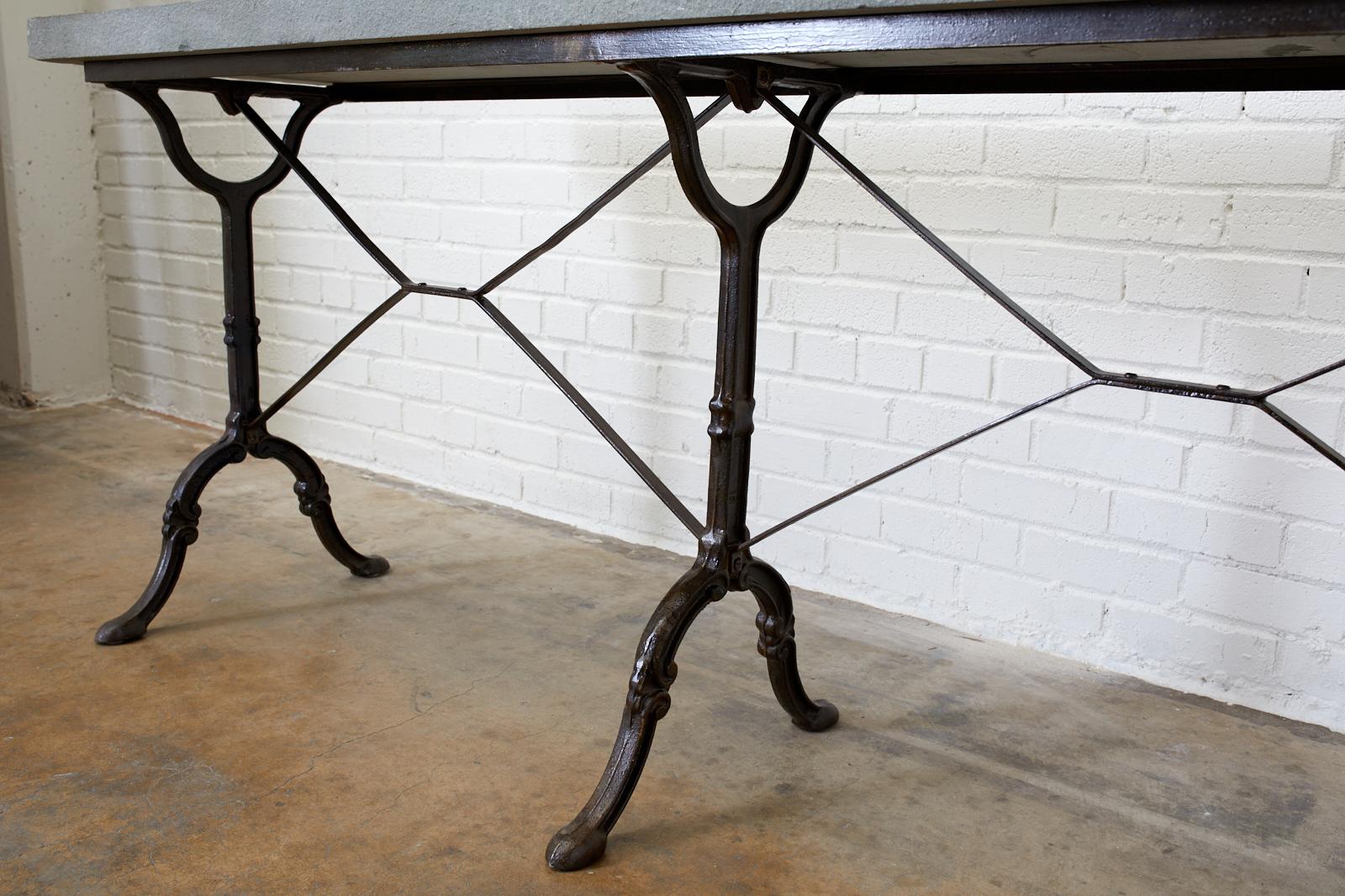 French Slate Top Triple Iron Leg Pastry Table 3