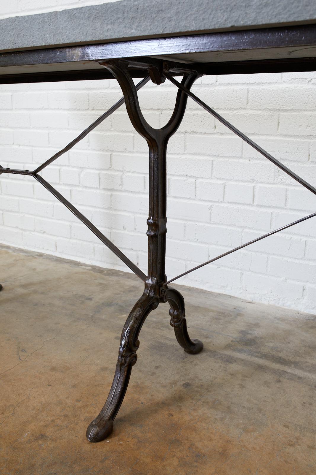 Stone French Slate Top Triple Iron Leg Pastry Table