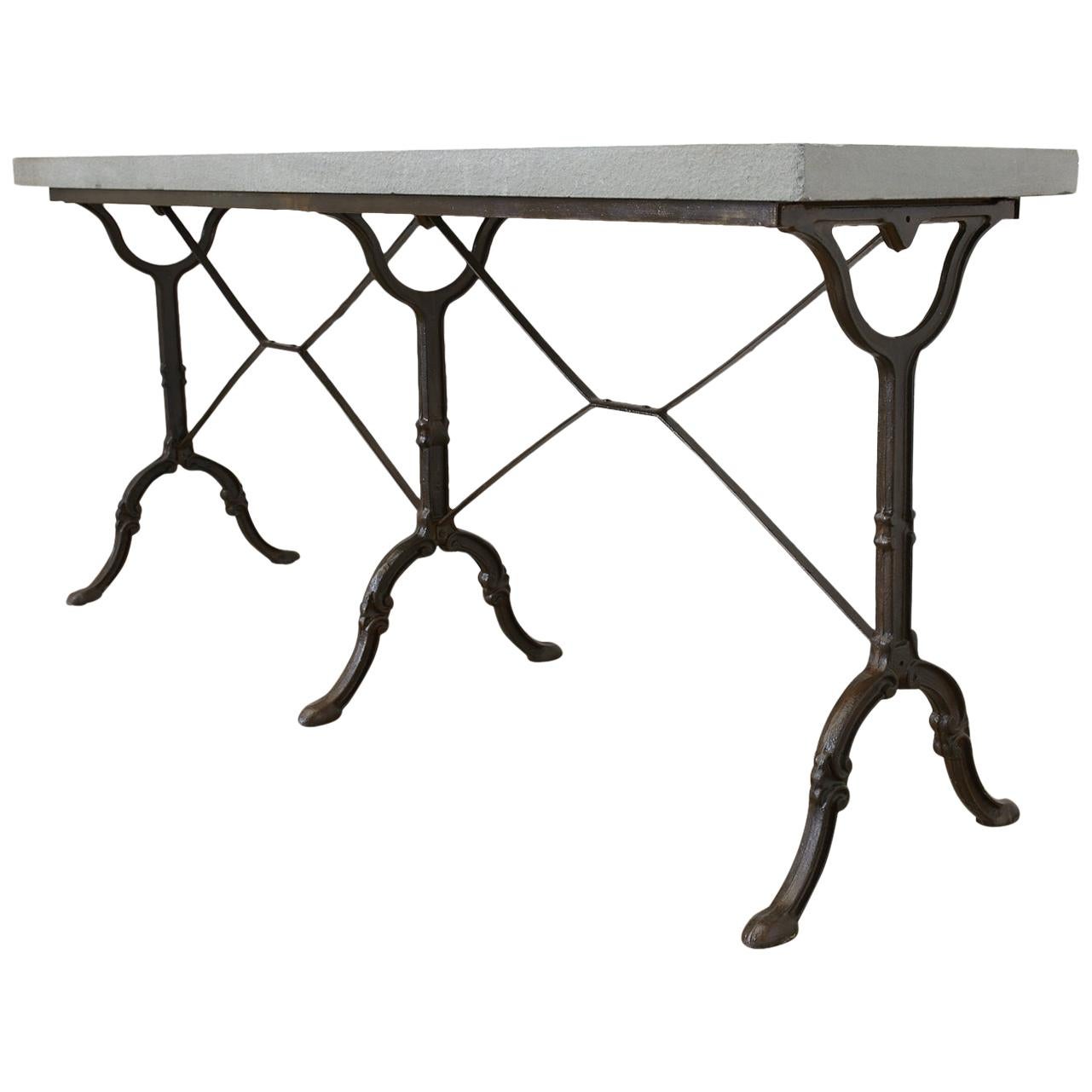 French Slate Top Triple Iron Leg Pastry Table