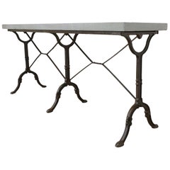 French Slate Top Triple Iron Leg Pastry Table