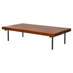 French Slatted Wood Coffee Table / Bench 1960's