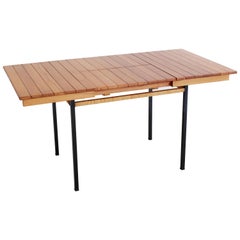 French Slatted Wood Extension Table